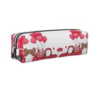 SDEGTHO Romantico astuccio in pelle con stampa di camion e palloncini a forma di cuore, per studenti, semplice astuccio per penne per ragazzi e ragazze, piccolo astuccio con cerniera per materiale