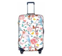 SDEGTHO Romantico fantasia floreale uccelli farfalla stampa valigia copertura elastica antipolvere antigraffio adatta maniglia centrale bagagli per viaggi, bianco, L
