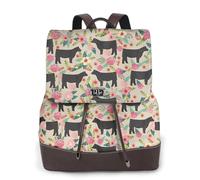 SDEGTHO Rosa Fiore Show Steer Mucche Bestiame Piccola Borsa In Pelle Per Le Donne Durevole Mini Zaino Con Cerniera In Metallo