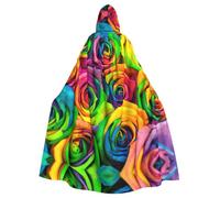 SDEGTHO Rosa variopinta che stampa il mantello con cappuccio adulto di Halloween 57,8 pollici cappello oversize per il vampiro