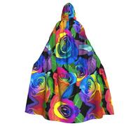 SDEGTHO Rose multicolore che stampano Halloween adulto con cappuccio mantello 57,8 pollici oversize cappello per il vampiro