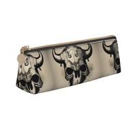 SDEGTHO Runner Bull Skull Fashion triangolare in pelle cerniera astuccio con grande capacità di archiviazione matita sacchetto, Bianco, One Size, Art Deco