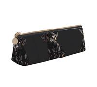 SDEGTHO Simpatico carlino nero scala-standard-scale-2_00x astuccio triangolare in pelle con cerniera con grande capacità di archiviazione astuccio, Bianco, One Size, Art Deco