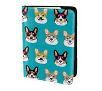 SDEGTHO Simpatico porta passaporto con stampa di occhiali e baffi Corgi, accessorio da viaggio per donne e uomini, Nero , Taglia unica