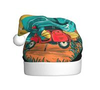 SDEGTHO Sunset Beach Palm Tree Printing 1 Pcs Natale lavorato a maglia cappelli di Babbo Natale elfo cappello all'uncinetto berretto di Natale cappelli festa di Natale per adulti donne uomini