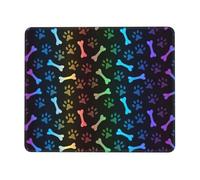 SDEGTHO Tappetino per mouse arcobaleno con zampe di cane e gatto, superficie liscia, bordo di bloccaggio, base in gomma resistente, tappetino da scrivania per un controllo preciso del cursore