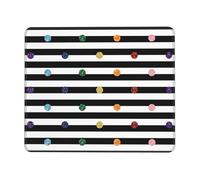 SDEGTHO Tappetino per mouse con bordo cucito di precisione con glitter arcobaleno a pois bianchi e neri, base in gomma antiscivolo per un controllo stabile sul computer portatile