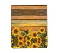 SDEGTHO Tappetino per mouse con girasole su legno con cuciture anti-sfilacciamento, base in gomma antiscivolo per mouse wireless