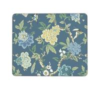 SDEGTHO Tappetino per mouse con superficie liscia e fiori gialli blu e bordo bloccato, base in gomma resistente, tappetino da scrivania per un controllo preciso del cursore