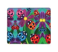 SDEGTHO Tappetino per mouse professionale con coccinella colorata, con bordo di blocco e gomma antiscivolo per una superficie stabile della scrivania