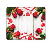 SDEGTHO Tappetino per mouse professionale con fiore di rosa con petali di cuore, con bordo di blocco e gomma antiscivolo per una superficie stabile della scrivania