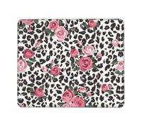 SDEGTHO Tappetino per mouse professionale con grazioso motivo leopardato con rose rosse, con bordo di blocco e gomma antiscivolo per una superficie stabile della scrivania