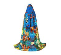 SDEGTHO The Underwater World - Mantello con cappuccio a forma di pesce tropicale, per adolescenti, cosplay, rinascimentale, fiera, gotico, fantasy medievale