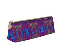 SDEGTHO Tie Dye Hippies Fashion Triangolare In Pelle Cerniera Matita Pouch Con Grande Capacità Di Stoccaggio Sacchetto Della Matita, Bianco, One Size, Art Deco