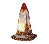 SDEGTHO Torre Eiffel e foglie rosse mantello con cappuccio per adolescenti cosplay costume rinascimentale fiera gotica fantasy medievale abito