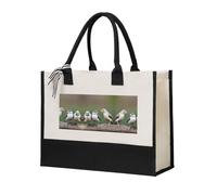 SDEGTHO Tre Uccelli Halloween Canvas Tote Bags Per Le Donne Borsa di Tela Regalo Riutilizzabile Tote Bag Per Shopping Drogheria, Beige, One Size