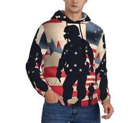 SDEGTHO US Military Patriotic Memorial Day Mens Natale oversize felpe con cappuccio classico per uomo felpe streetwear, Nero, 3XL