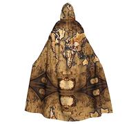 SDEGTHO Vecchio Mappa del Mondo Macchiato Mantello Con Cappuccio Mantello Halloween Strega Costume Per Uomini E Donne Costumi Cosplay