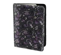 SDEGTHO Viola Nero Goth Spooky Stampa Passaporto Titolare Della Copertura Del Raccoglitore Della Pelle Bovina Porta Carte di Viaggio Accessori Indispensabili, Nero , Taglia unica