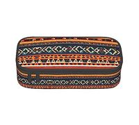 SdetYuia African National Patterns Stampa Matita Caso Grande Capacità Penna Sacchetto per Interlayer Adulti Cosmetico Bag Forniture, Nero , 8.3"x3.7"x2", Astuccio