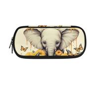 SdetYuia Astuccio grande capiente con colibrì, stile bohémien, con fiore di hippe, astuccio per cancelleria, portapenne per ragazze adolescenti, Elefante Giras, 8.8"x1.7"x4.1", Astuccio