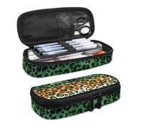 SdetYuia Astuccio grande grigio tie-dye con scomparti con cerniera, astuccio per cancelleria e cancelleria per ufficio e lavoro, Bandiera dell'Irlanda leopardo, 8.8"x1.7"x4.1", Set di zaini per la