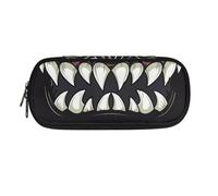 SdetYuia Astuccio nero bianco con stampa mucca cioccolato, grande capacità, astuccio estetico, forniture per il rientro a scuola per college adolescenti adulti, Dente mostro, 8.8"x1.7"x4.1", Astuccio