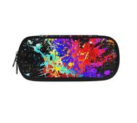 SdetYuia Astuccio nero bianco con stampa mucca cioccolato, grande capacità, astuccio estetico, forniture per il rientro a scuola per college adolescenti adulti, Spray multicolore, 8.8"x1.7"x4.1",