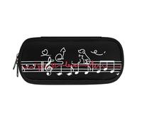 SdetYuia Astuccio nero bianco con stampa mucca cioccolato, grande capacità, astuccio estetico, forniture per il rientro a scuola per college adolescenti adulti, Cartoon Cat Dog Note musicali,
