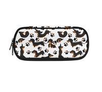 SdetYuia Astuccio nero con stampa bulldog francese, grande capacità, astuccio portapenne per scuola materna e studenti delle scuole medie elementari, Zampe di cane bassotto cartone animato,