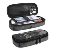 SdetYuia Astuccio per bambini con stella marina, grande capacità, con cerniera, stile mediterraneo, organizer per donne, per ufficio e università, Falena Nera, 8.8"x1.7"x4.1", Set di zaini per la