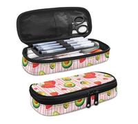 SdetYuia Astuccio per bambini con stella marina, grande capacità, con cerniera, stile mediterraneo, organizer per donne, per ufficio e università, Fragola Avocado, 8.8"x1.7"x4.1", Set di zaini per la