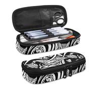 SdetYuia Astuccio per bambini con stella marina, grande capacità, con cerniera, stile mediterraneo, organizer per donne, per ufficio e università, Gufo tribale a, 8.8"x1.7"x4.1", Set di zaini per la