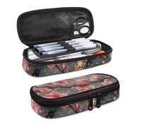 SdetYuia Astuccio per bambini con stella marina, grande capacità, con cerniera, stile mediterraneo, organizer per donne, per ufficio e università, Fiori di pesco rosa, 8.8"x1.7"x4.1", Set di zaini per