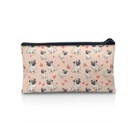 SdetYuia Astuccio per matite con carlino carino per 2° e 3° per bambini, con cerniera, multifunzione, per studenti scolastici, grande, Cuore di cane carlino, 8.8"x1.7"x4.1", Set di zaini per la scuola