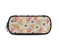 SdetYuia Astuccio per matite con foglie di pigne e funghi, astuccio per penne, astuccio per matite, grazioso astuccio per cancelleria con cerniera liscia, Bianco Rosa Fiore Vintage, 8.8"x1.7"x4.1",