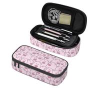 SdetYuia Astuccio per matite con foglie di scimmia e banana, grande capacità, astuccio per cancelleria con cerniera, per la scuola, per ragazze e ragazzi, Simpatico maialino rosa, 8.3"x3.7"x2",