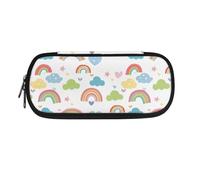 SdetYuia Astuccio per matite con stampa arcobaleno e nuvole e cuore, per ragazze, ragazzi e bambini, grande capacità, astuccio per penne e cosmetici, portatile, per scuola e ufficio, Arcobaleno Nuvole