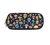SdetYuia Astuccio per matite con stampa arcobaleno e nuvole e cuore, per ragazze, ragazzi e bambini, grande capacità, astuccio per penne e cosmetici, portatile, per scuola e ufficio, Cranio Fungo