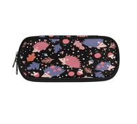 SdetYuia Astuccio per matite con stampa di gallo nero rosso bianco e nero, astuccio per penne e matite, per il rientro a scuola, Pink Purple Hedgehogs Leaf Love Dots, 8.8"x1.7"x4.1", Astuccio