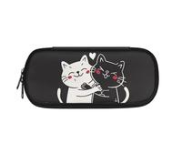 SdetYuia Astuccio per matite con stampa di gallo nero rosso bianco e nero, astuccio per penne e matite, per il rientro a scuola, Adorabile gatto bianco nero - Nero, 8.8"x1.7"x4.1", Astuccio