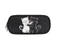 SdetYuia Astuccio per matite con stampa di gallo nero rosso bianco e nero, astuccio per penne e matite, per il rientro a scuola, Cartone animato bianco gatto nero, 8.8"x1.7"x4.1", Astuccio