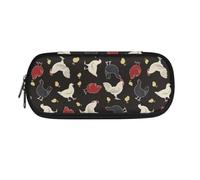 SdetYuia Astuccio per matite con stampa di gallo nero rosso bianco e nero, astuccio per penne e matite, per il rientro a scuola, Gallo Di Pollo Bianco Rosso Nero Del Fumetto, 8.8"x1.7"x4.1", Astuccio