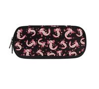 SdetYuia Astuccio per matite con stampa di gallo nero rosso bianco e nero, astuccio per penne e matite, per il rientro a scuola, Rosa Cartoon Axolotls Amore Cuore, 8.8"x1.7"x4.1", Astuccio