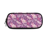 SdetYuia Astuccio per matite con stampa di gallo nero rosso bianco e nero, astuccio per penne e matite, per il rientro a scuola, Cartoon Cute Axolotl - Rosa Viola, 8.8"x1.7"x4.1", Astuccio