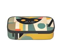 SdetYuia Astuccio per matite con stampa di gatti della metà del secolo moderno, grande capacità, per adulti, borsa per cosmetici, Nero , 8.3"x3.7"x2", Astuccio