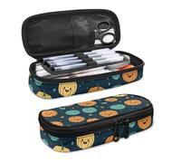 SdetYuia Astuccio per matite con zucca di Halloween, grande capacità, colore turchese, resistente, organizer per cancelleria, per ragazzi e ufficio, Zucca Di Halloween Cartoon, 8.8"x1.7"x4.1", Set di