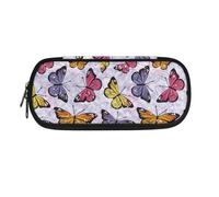 SdetYuia Astuccio per matite, libri con motivo floreale, grande, per bambini, leggero, con cerniera, per ragazze, ragazzi, studenti, adolescenti, adulti, scuola, ufficio, Farfalle Colorate,