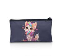SdetYuia Astuccio per matite per bambini con fiori di Corgi, per ragazze e ragazzi, grazioso astuccio per 4, 5, 6, per bambini, per adulti e donne, astuccio per trucchi per tutti i giorni, Simpatico