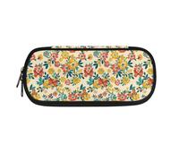 SdetYuia Astuccio per penne e matite con disegno di gatto e farfalle, colore bianco, grazioso astuccio per cancelleria, per pittura artistica, Fiore Giallo Arancione Farfalla, 8.8"x1.7"x4.1", Astuccio